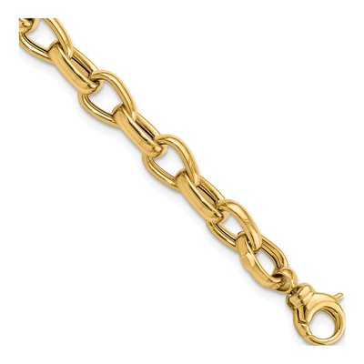 14K Yellow Gold 6.8mm Fancy Link Bracelet 7.75 inch