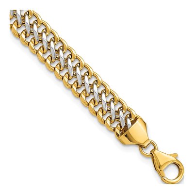14K Yellow Gold 7.4mm Fancy Link 8-Inch Bracelet