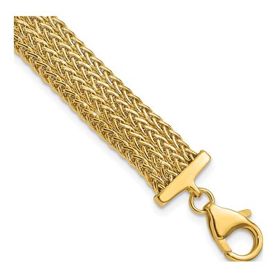 14K Yellow Gold 9.2mm Hollow Fancy Braided Link Bracelet