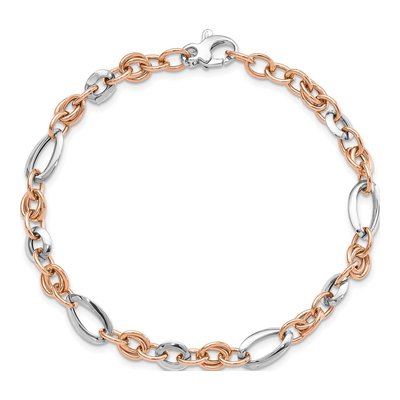 14K Two-Tone Fancy Link Bracelet, 8 Inch – view 5