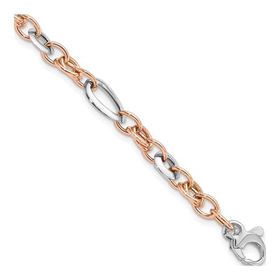 14K Two-Tone Fancy Link Bracelet, 8 Inch