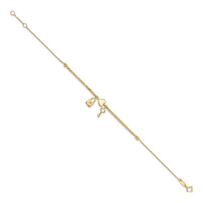 14K Yellow Gold Heart Lock Key Bracelet – view 2