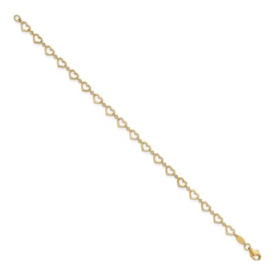 14K Yellow Gold Open Heart Link Bracelet – view 3