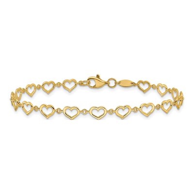 14K Yellow Gold Open Heart Link Bracelet – view 4