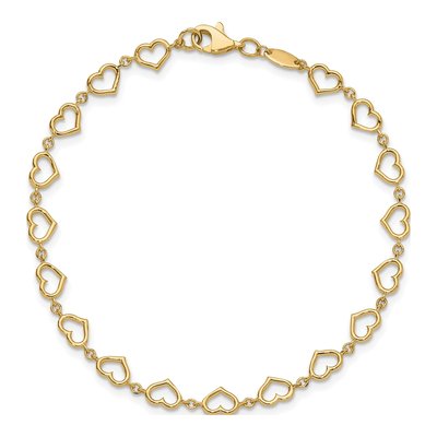 14K Yellow Gold Open Heart Link Bracelet – view 5