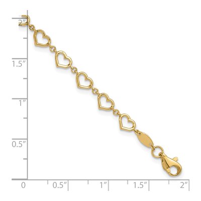 14K Yellow Gold Open Heart Link Bracelet – view 6