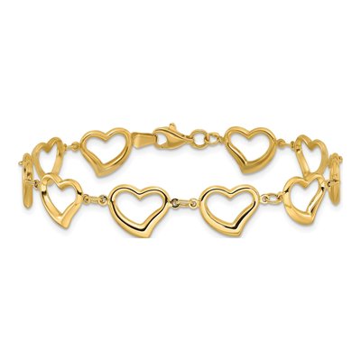 14K Yellow Gold Open Heart Link Bracelet – view 4