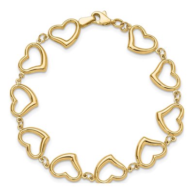 14K Yellow Gold Open Heart Link Bracelet – view 5
