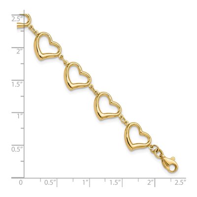 14K Yellow Gold Open Heart Link Bracelet – view 6