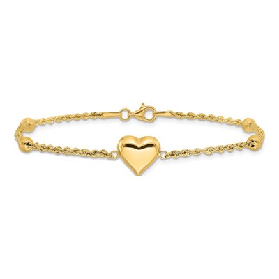 14K Yellow Gold Puffed Heart Bracelet – view 4