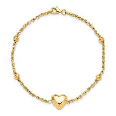 14K Yellow Gold Puffed Heart Bracelet – view 5