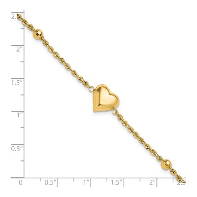 14K Yellow Gold Puffed Heart Bracelet – view 6