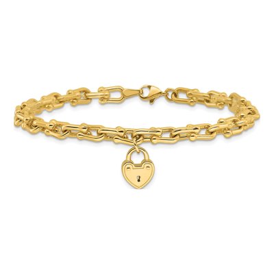 14K Yellow Gold Heart Lock Bracelet – view 4
