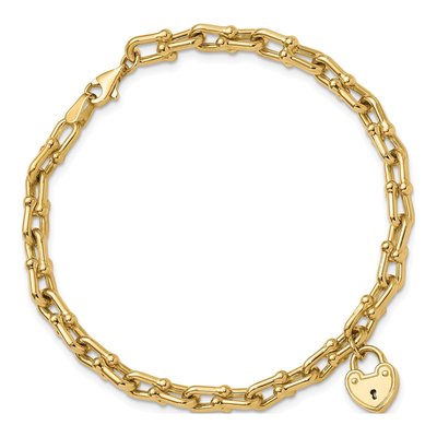 14K Yellow Gold Heart Lock Bracelet – view 5