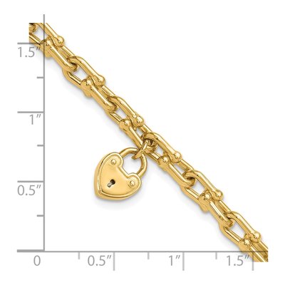 14K Yellow Gold Heart Lock Bracelet – view 6