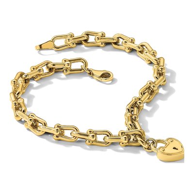 14K Yellow Gold Heart Lock Bracelet – view 8