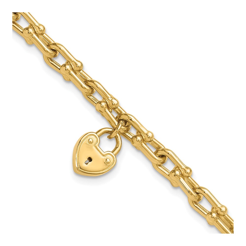 14K Yellow Gold Heart Lock Bracelet