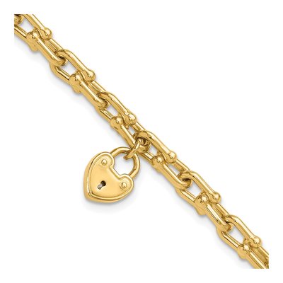 14K Yellow Gold Heart Lock Bracelet