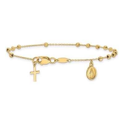 14K Yellow Gold Miraculous Medal Rosary Bracelet – view 4