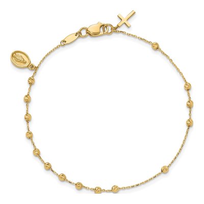 14K Yellow Gold Miraculous Medal Rosary Bracelet – view 5
