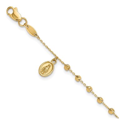 14K Yellow Gold Miraculous Medal Rosary Bracelet