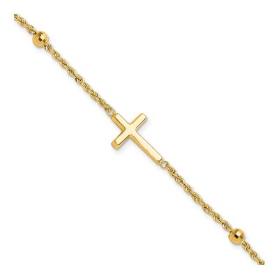 14K Yellow Gold Mirror Cross Bracelet