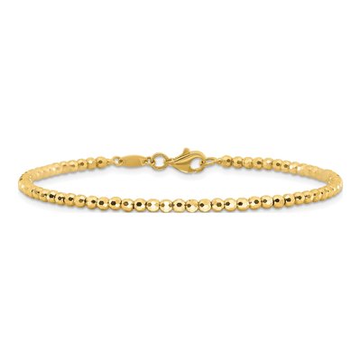 14K Yellow Gold Diamond-Cut Beaded Bracelet – view 4