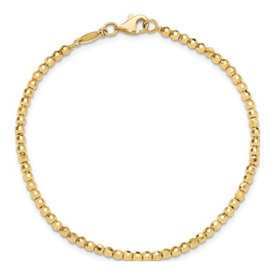 14K Yellow Gold Diamond-Cut Beaded Bracelet – view 5
