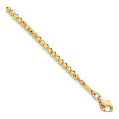 14K Yellow Gold Diamond-Cut Beaded Bracelet