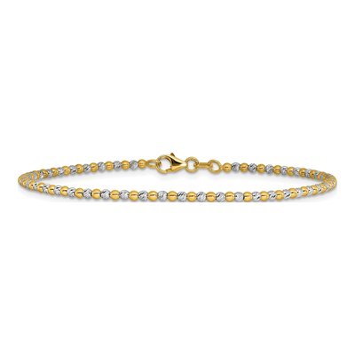 14K Two-Tone Gold Beaded Bracelet – view 4
