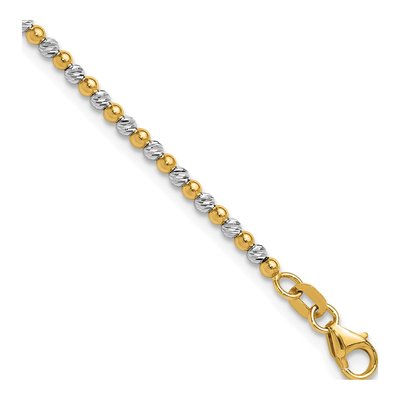 14K Two-Tone Gold Beaded Bracelet