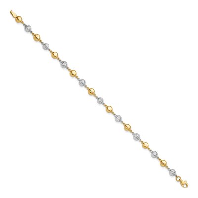 14K Two-Tone Gold Diamond-Cut Puffed Bracelet – view 3