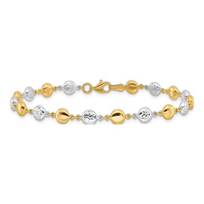14K Two-Tone Gold Diamond-Cut Puffed Bracelet – view 4