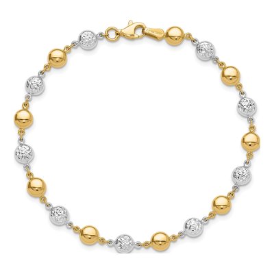 14K Two-Tone Gold Diamond-Cut Puffed Bracelet – view 5
