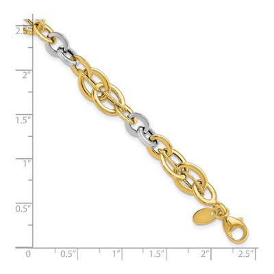 14K Two-Tone Gold Textured Fancy Link Bracelet – view 5
