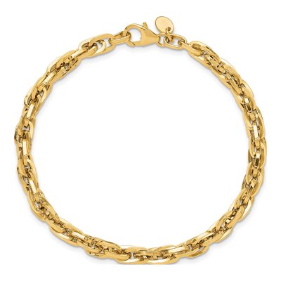 14K Yellow Gold Fancy Rope Link Bracelet – view 5