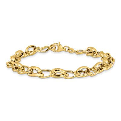 14K Yellow Gold 7.3mm Fancy Link Chain Bracelet – view 4