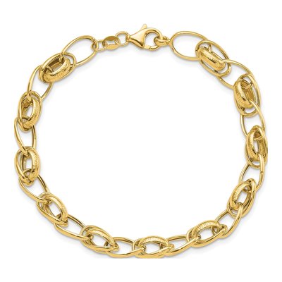 14K Yellow Gold 7.3mm Fancy Link Chain Bracelet – view 5