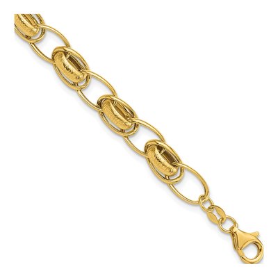 14K Yellow Gold 7.3mm Fancy Link Chain Bracelet
