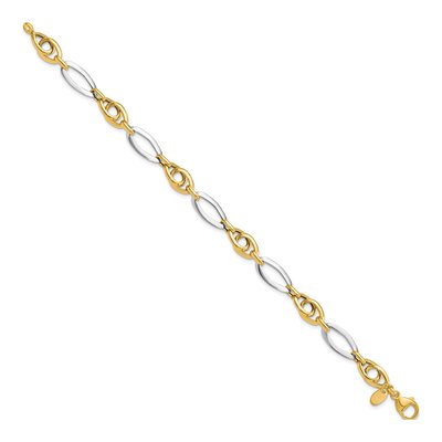 14K Two-Tone Gold Fancy Oval Link Bracelet – view 3