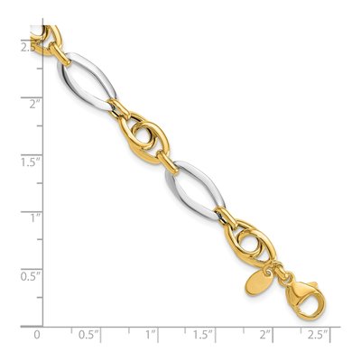 14K Two-Tone Gold Fancy Oval Link Bracelet – view 6