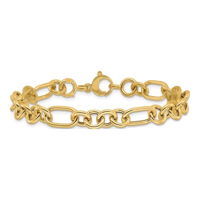 14K Yellow Gold 7.9mm Fancy Link Chain Bracelet – view 4