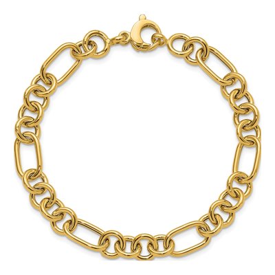 14K Yellow Gold 7.9mm Fancy Link Chain Bracelet – view 5