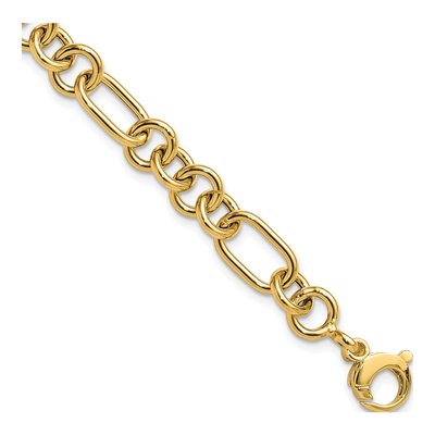 14K Yellow Gold 7.9mm Fancy Link Chain Bracelet