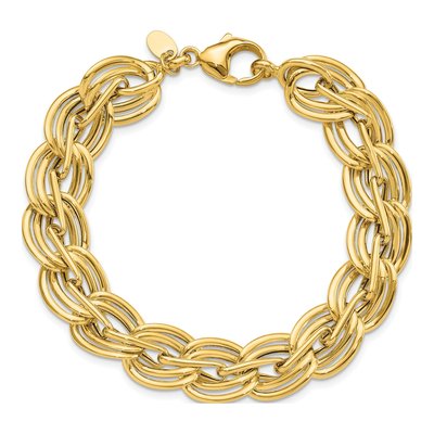14K Yellow Gold 12.4mm Hollow Fancy Link Chain Bracelet – view 5