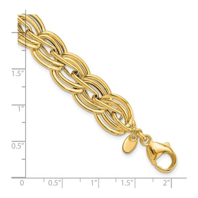 14K Yellow Gold 12.4mm Hollow Fancy Link Chain Bracelet – view 6