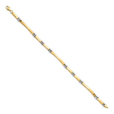 14K Two-Tone Gold 4.5mm Fancy Bar Link Chain Bracelet – view 3