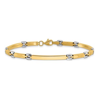 14K Two-Tone Gold 4.5mm Fancy Bar Link Chain Bracelet – view 4