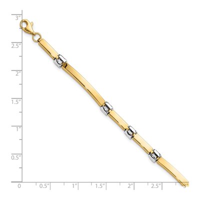 14K Two-Tone Gold 4.5mm Fancy Bar Link Chain Bracelet – view 5