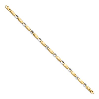 14K Two-Tone Gold 4.8mm Fancy Link Chain Bracelet – view 3